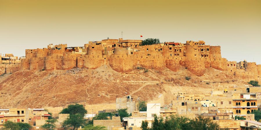Jaisalmer Fort, the Golden Fort, rising above the city on a hilltop in Jaisalmer, Rajasthan